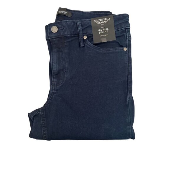 Simply Vera Wang Womens Mid Rise Power Stretch Skinny Jeans Sz 12 New - Picture 2 of 7
